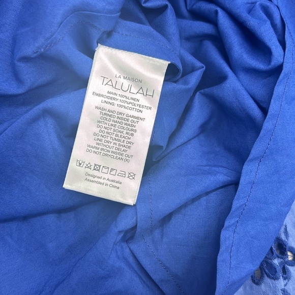 La Maison TALULAH Linen Eyelet Lace Luna Mini Ruffle Dress size - Picture 11 of 13